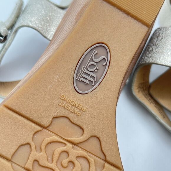Metallic Gold Leather Comfort Sandals Sofft Garin Wedge Day to Night Sz 6.5 M - Picture 11 of 13